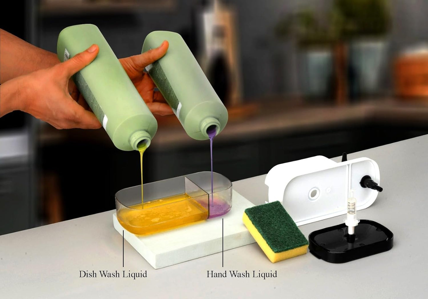 👉 3-in-1 Soap Pump with Sponge Holder