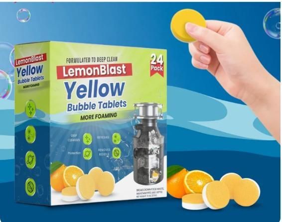 LemonBlast Yellow Bubble Tablets (pack of 24) – Odor Eliminator + Blockage Remover
