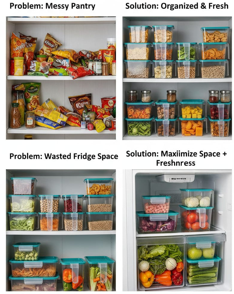 Fridge Storage Organizer – Buy 3 Get 3 Free (Pack of 6) | Unbreakable & Space Saving